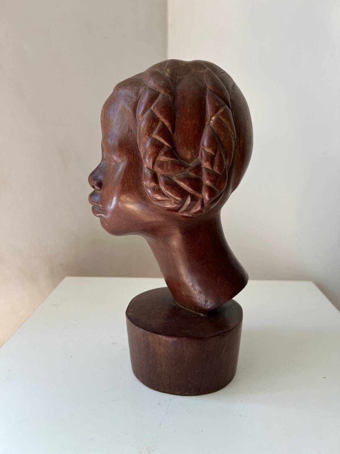 Art Deco bust of a young African woman, 1930s, wood