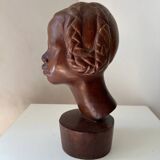 Art Deco bust of a young African woman, 1930s, wood