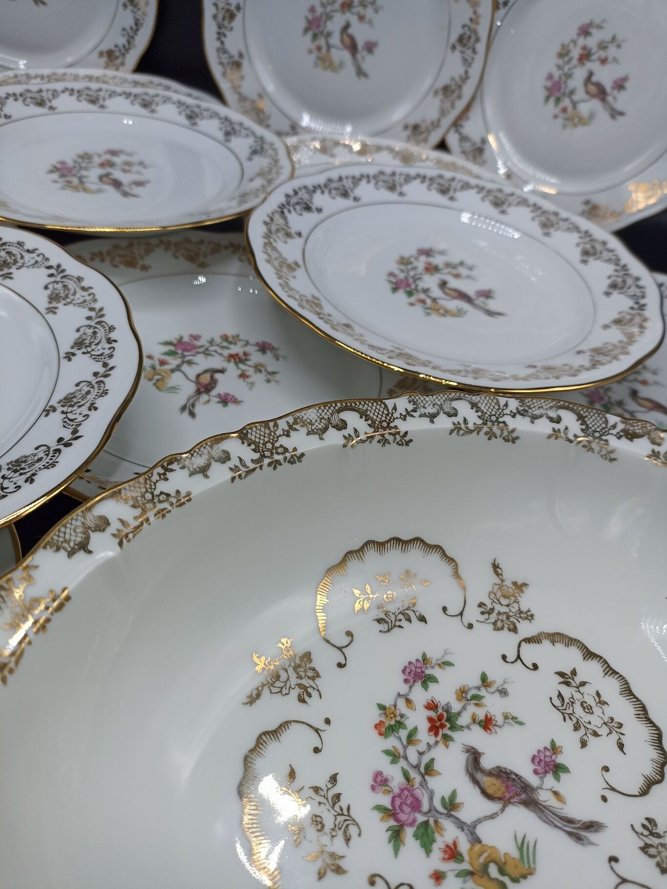 Haviland and SFP dessert service - birds of paradise