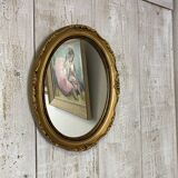 Antique oval mirror 34x27cm