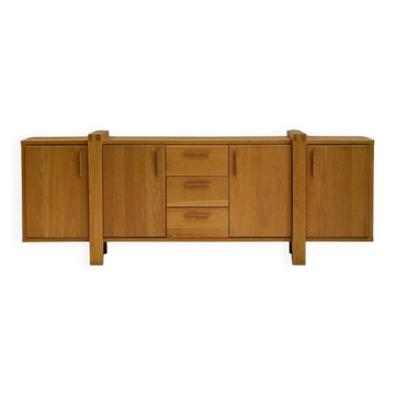 Large brustalist oak sideboard, Belgium.