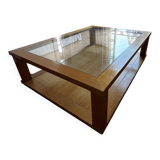 Table basse en verre et chêne massif