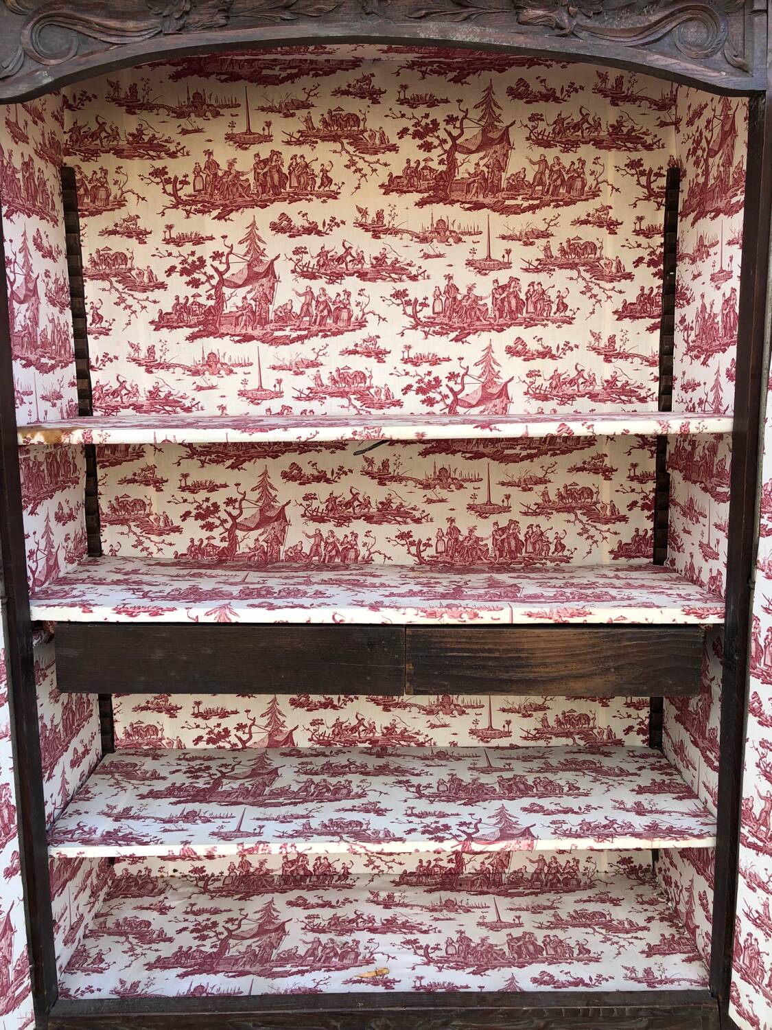 Antique Breton oak cabinet, richly carved