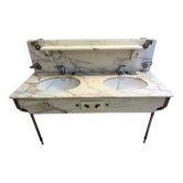 Double Art Deco washbasin unit - Calacatta marble - 1930s