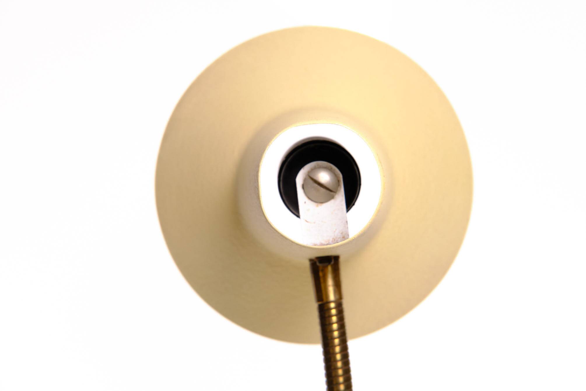 Swan neck lamp, desk lamp, SIS, vintage, brass, beige, 60s