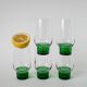 Lot de 5 verres Long Drink Design à pieds vert, 1970