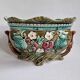 Onnaing planter in Majolica floral pattern with strawberry-shaped accents - France 1900