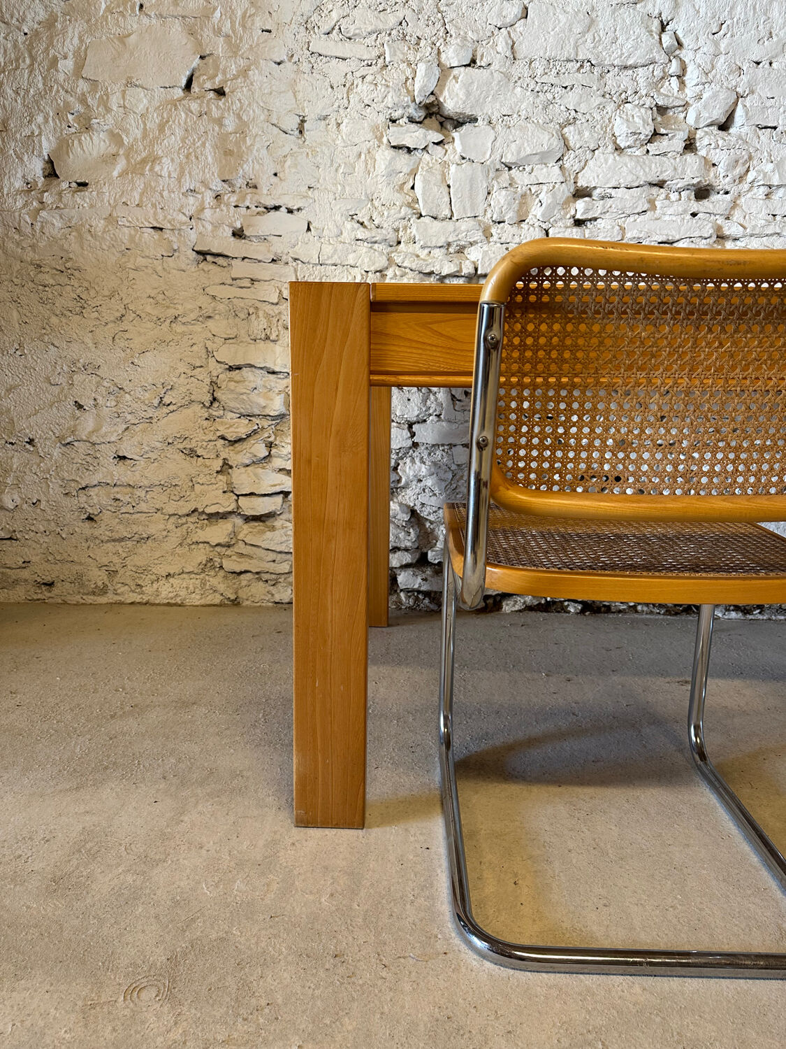 Solid elm dining table - Vintage - 1980