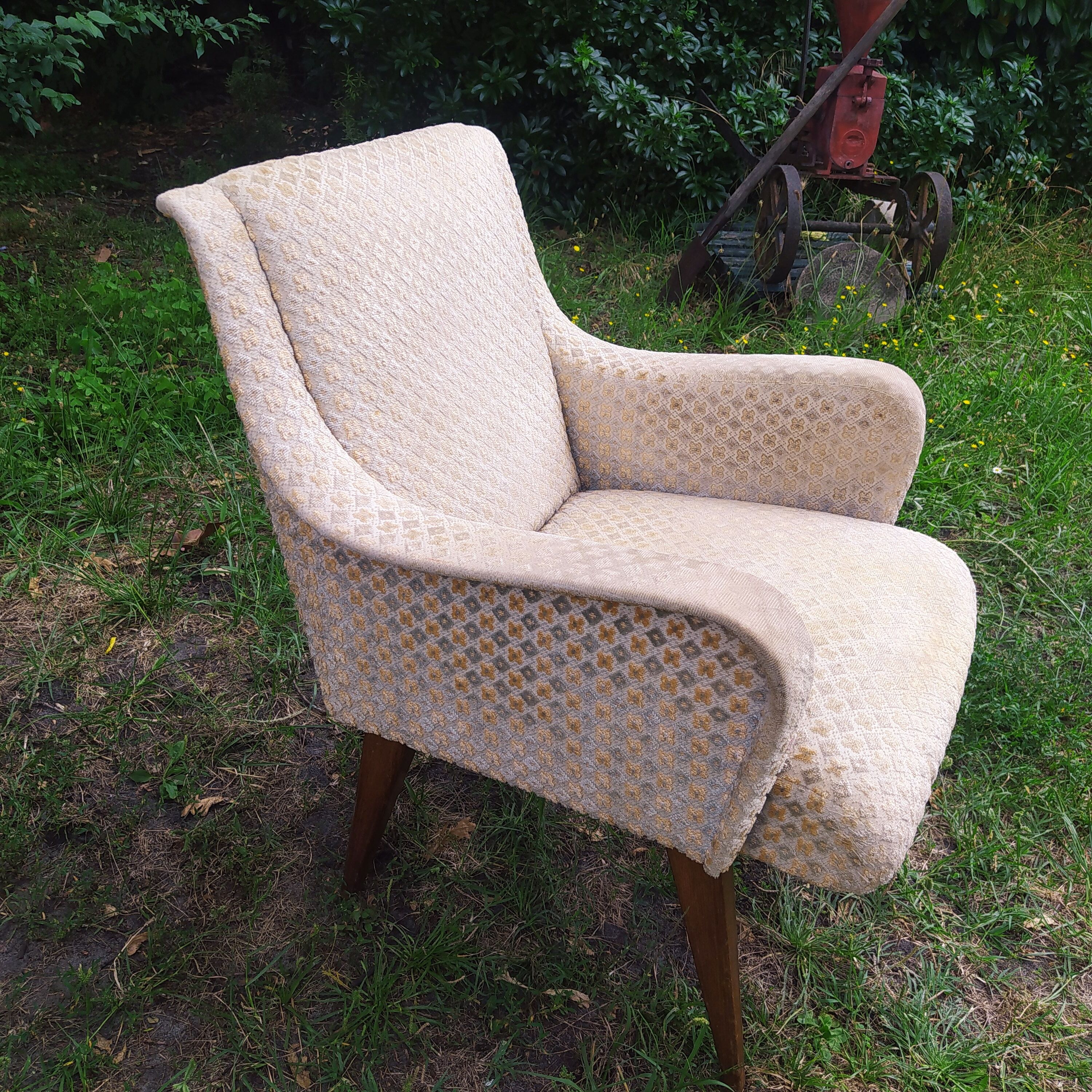 Pair of vintage armchairs 1950 armrests in wave