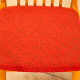 Set of 5 wooden chairs and red fabric