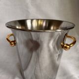 Guy Degrenne stainless steel ice bucket with golden handles