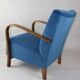 Fauteuil en velours bleu Art Déco, années 1960
