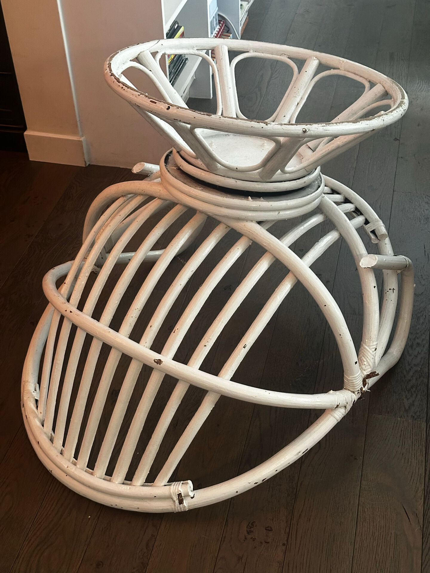 Vintage armchair in white lacquered rattan