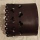 Vintage Magazine Rack Holder Waste Basket Cut Work Brown Leather Oval Shape