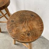 Set of three high tripod farmhouse stools