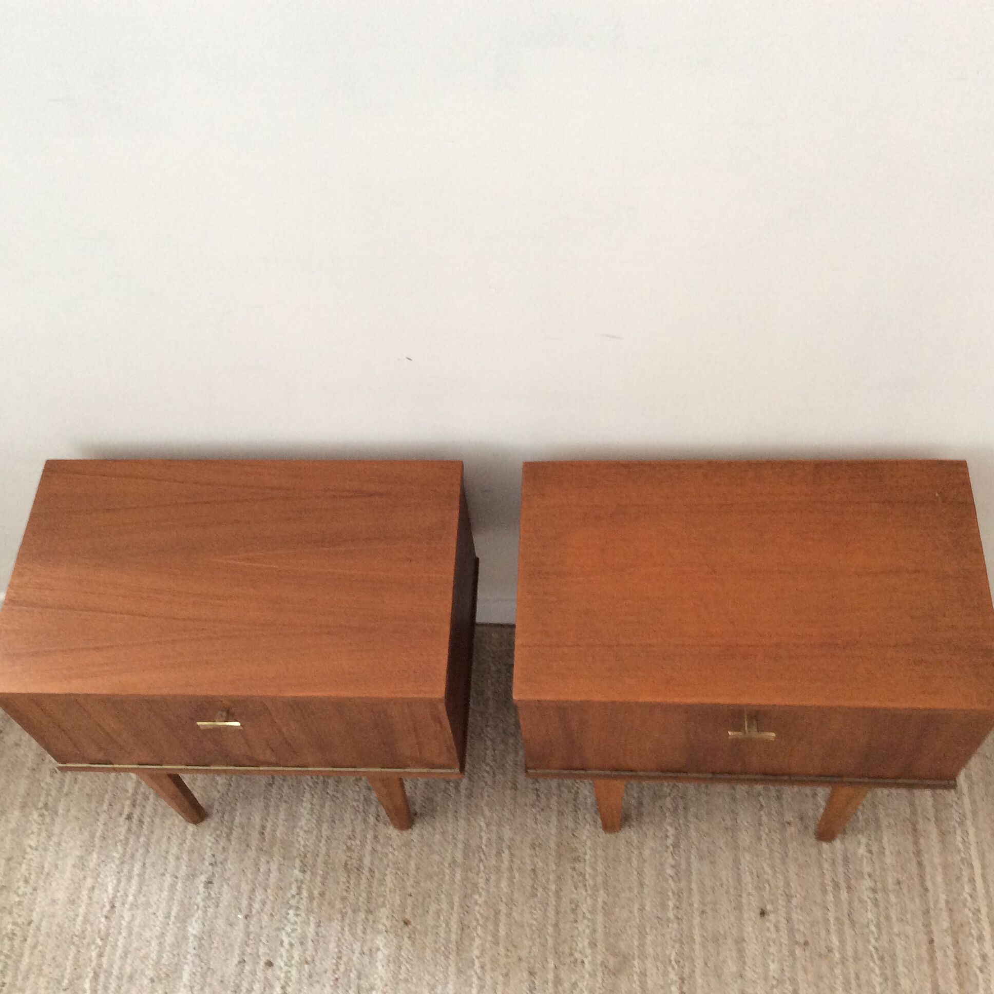Pair of Scandinavian bedsides in 60s teak