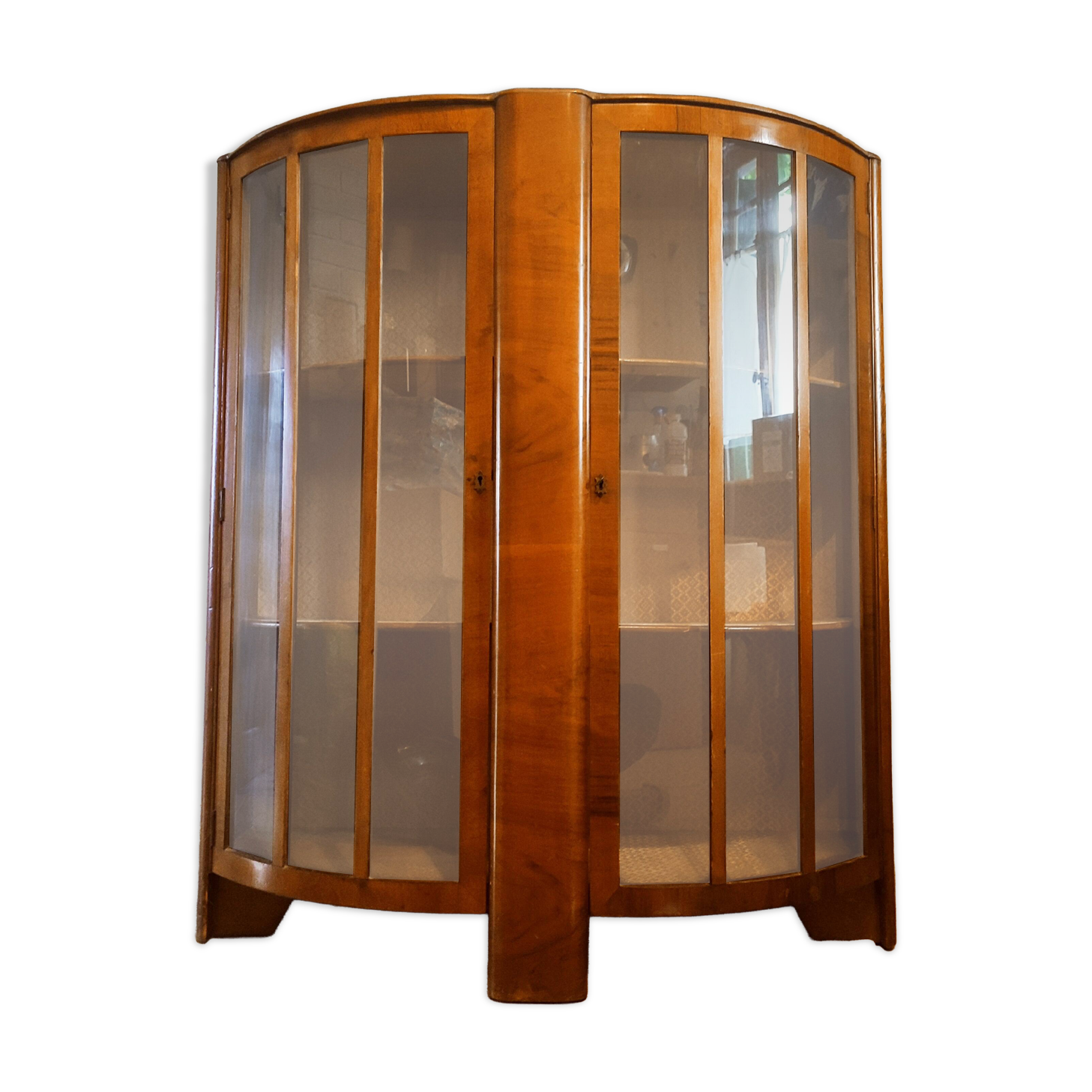 Vitrine art deco en noyer