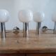 Pair of vintage wall lights in chromed metal and opaline 1970