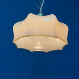 Suspension vintage en verre beige avec luminaire en laiton