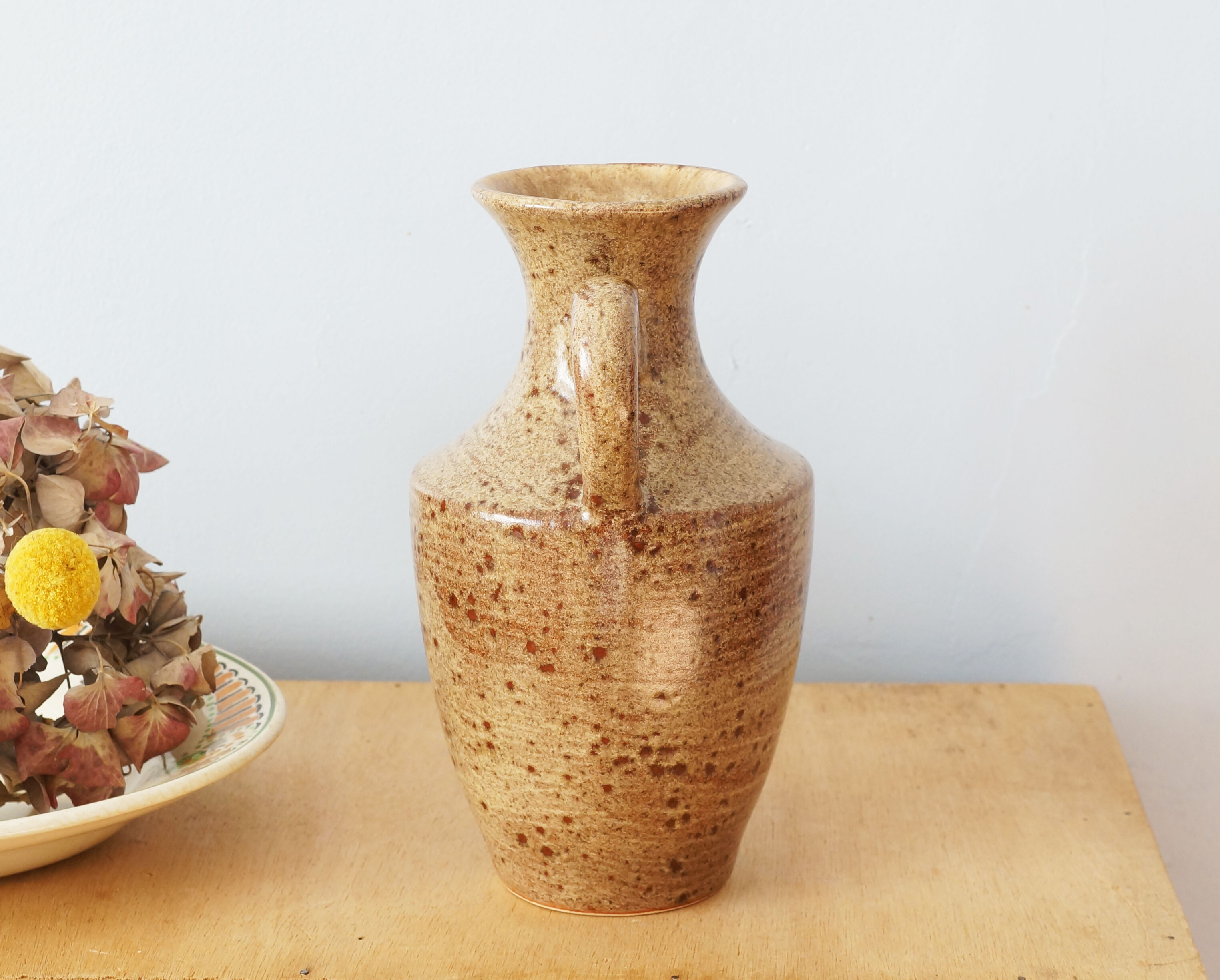 Amphora-shaped pyrite stoneware vase, vintage