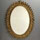 Midcentury bohemian Hollywood Regency Spanish gilt metal sun mirror, 1960s