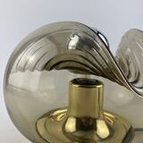Smoked Glass & Gold Chromed table lamp futura by Peill and Putzler 1970
