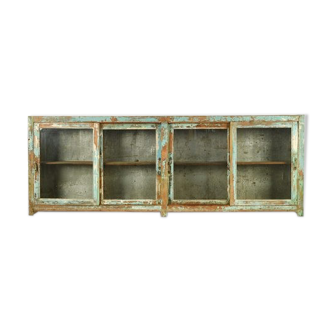 Blue green green wood glazed buffet