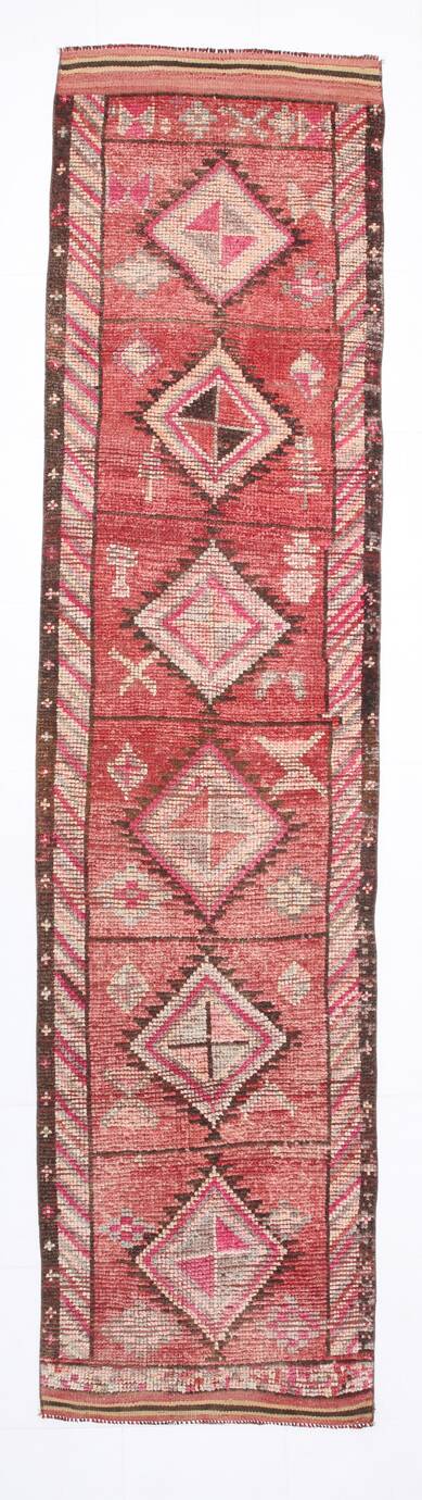 Modern Mid Century Turkish Vintage Runner Rug, 83x337 Cm