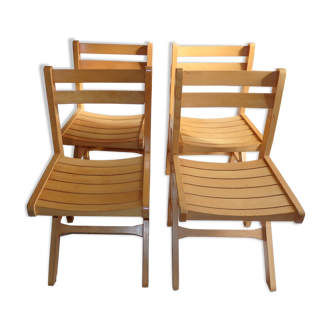 Set de 4 chaises en pin vintage design
