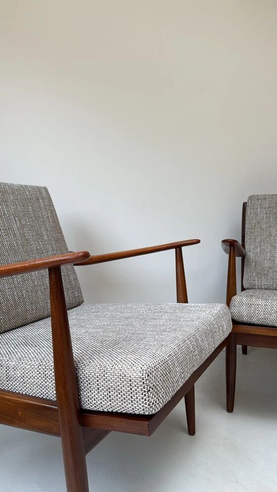 Two Vintage Danish Teak Wooden Armchairs