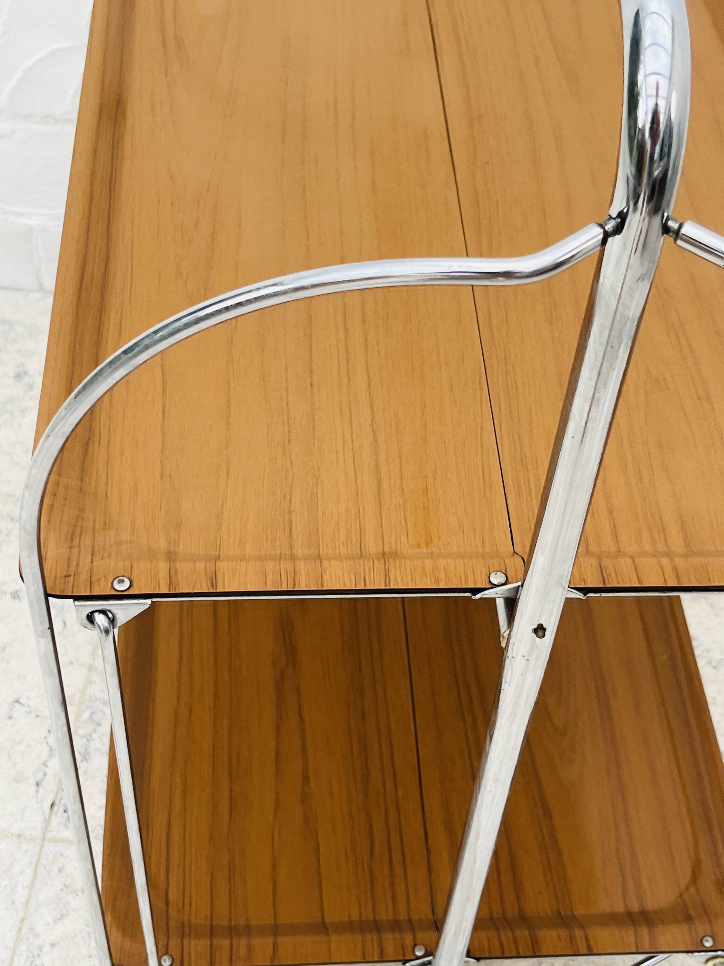 Folding table Bremshey Dinett in chrome and vintage wood