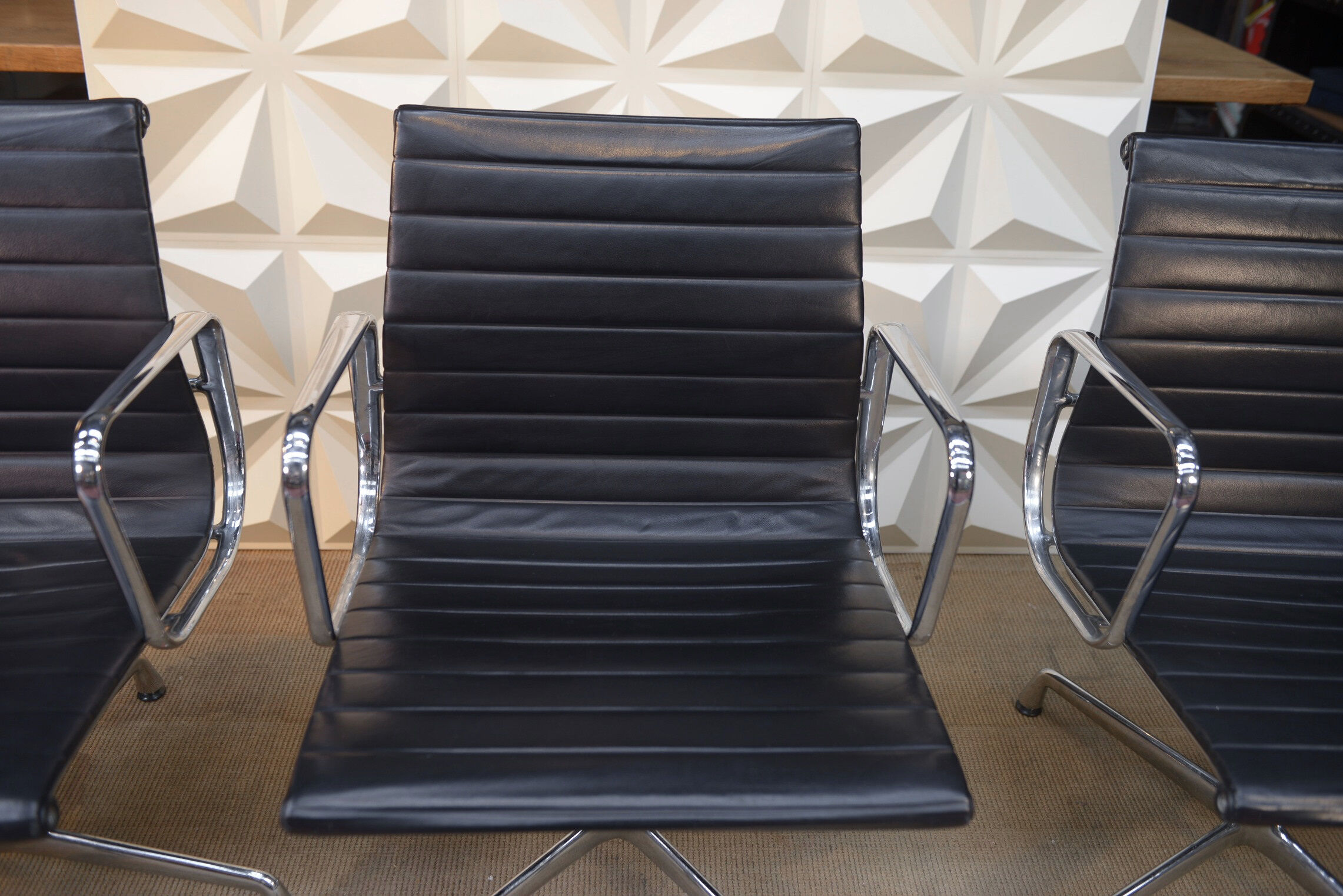 Vintage Leather Swivel Armchairs Ea108 by Charles and Ray Eames for Vitra