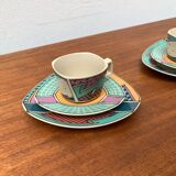 Postmodern Flash One Series coffee service, plates, cups, saucers by Dorothy Hafner for Rosenthal, 1980s, Set of 6