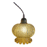 Textured amber pendant or portable lamp with pearl base
