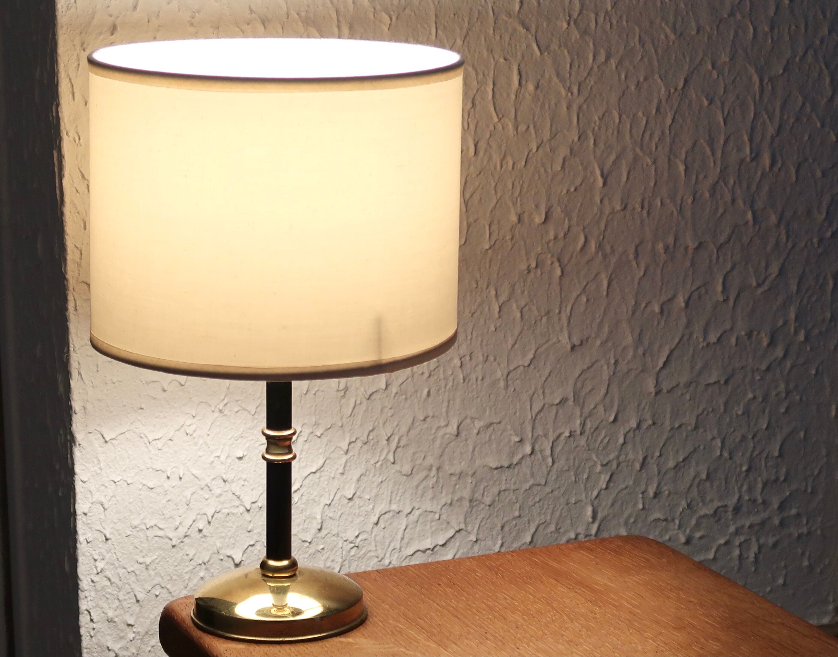 Black metal and brass lamp, 50s