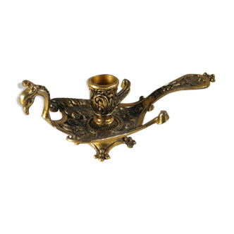 Candlestick "peacock" in gilded metal