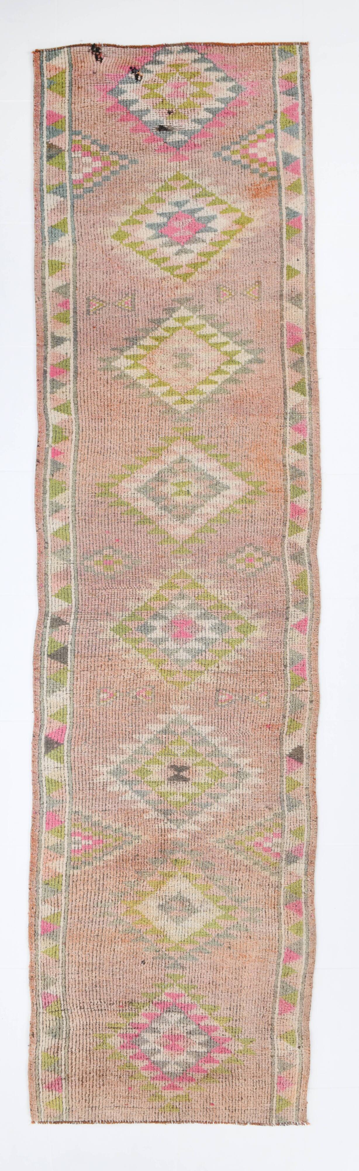 3x12 Blush Pink Vintage Runner Rug, 92x355Cm