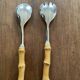 Serving cutlery with bamboo and stainless steel handles