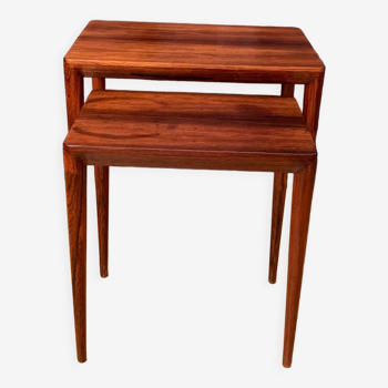 Pair of rosewood tables 64 B, designed by Erik Riisager Hansen, Haslev Møbelsnedkeri, Denmark, 196