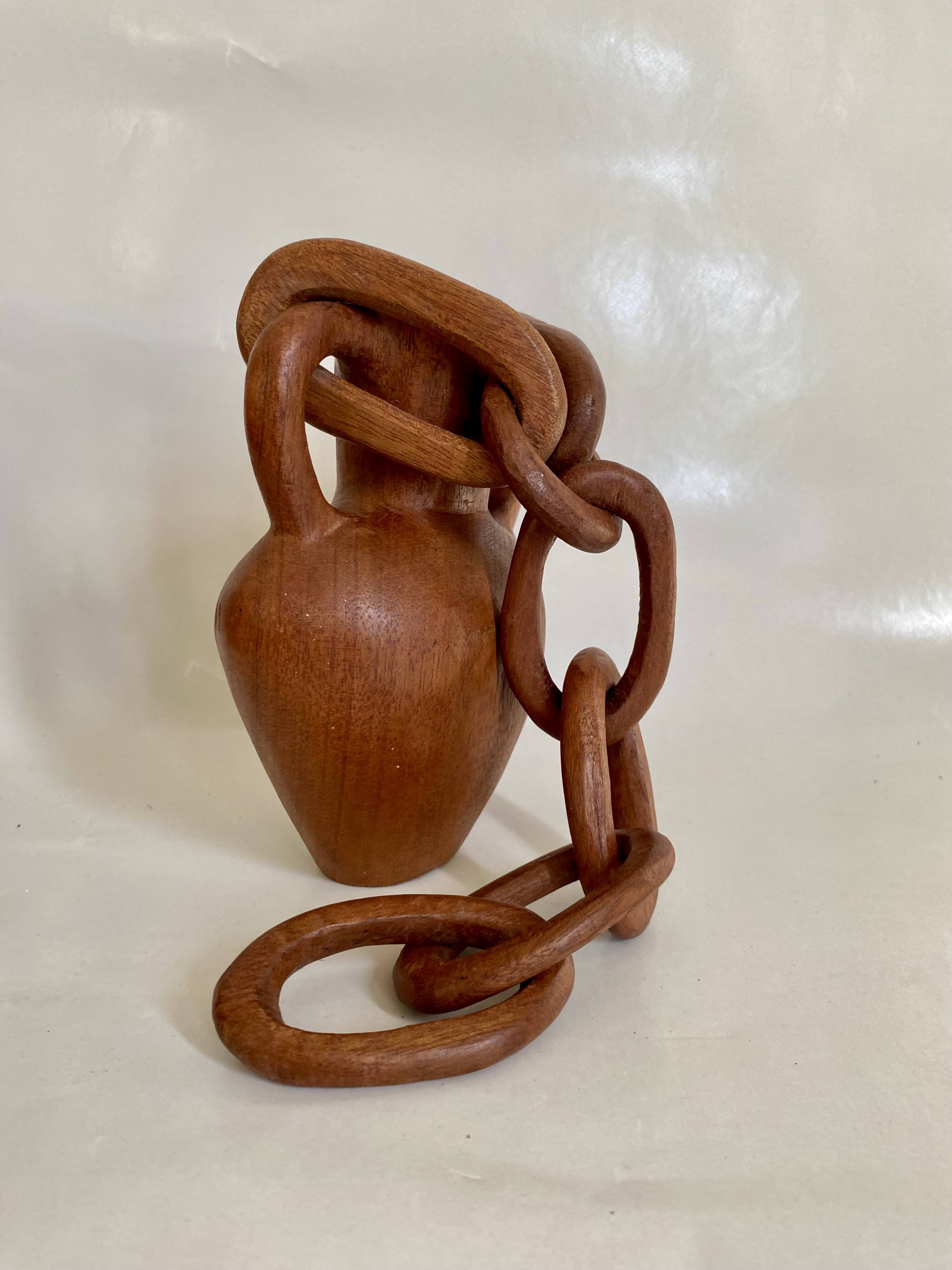 Vase and wooden chain to hang