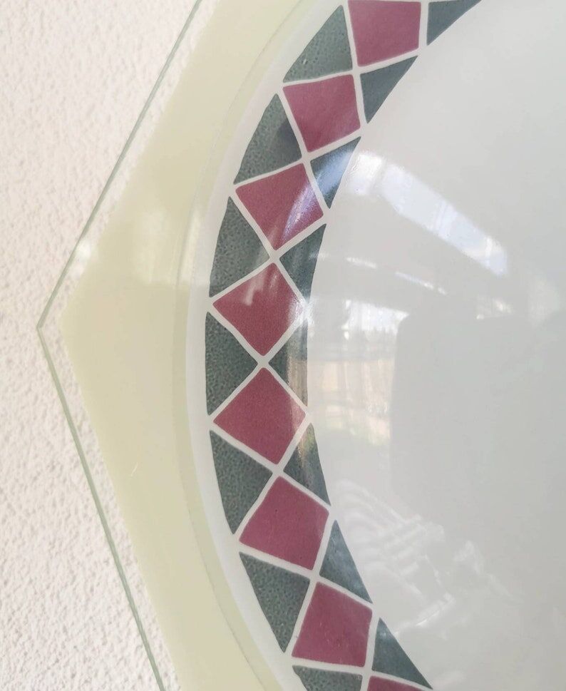 Vintage glass ceiling lamp 80s