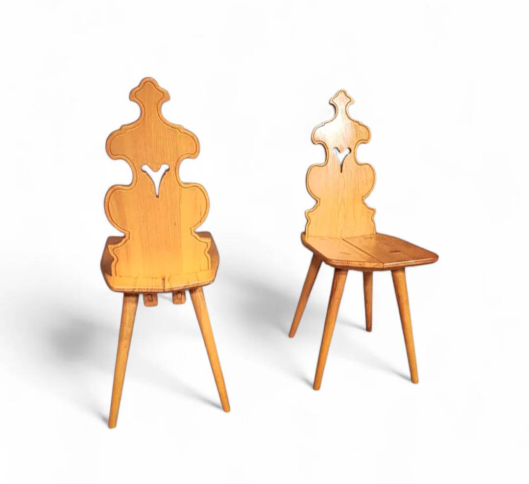 Vintage mid-century brutalist style design Tiroler chair set of 4