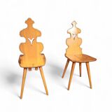 Vintage mid-century brutalist style design Tiroler chair set of 4