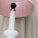 Vintage Holmegaard Plaza table lamp by Hsin-Lung Lin for Glasværk, 1970s - White glass with pink fabric shade - Elegant retro lamp, gift idea.