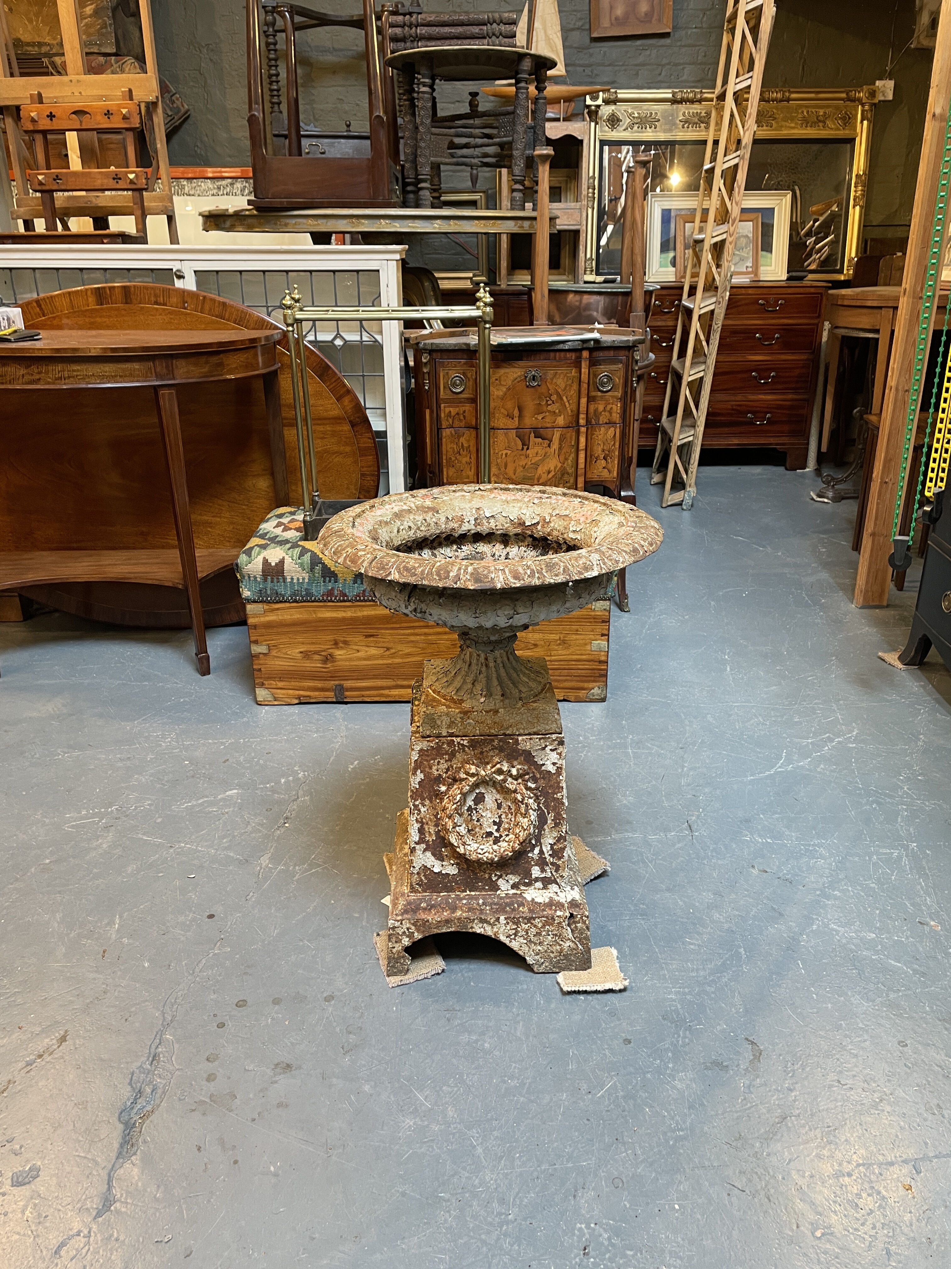 Victorian cast iron garden urn