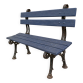 Ancien banc de jardin en fonte et bois repeint