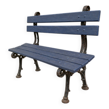 Ancien banc de jardin en fonte et bois repeint