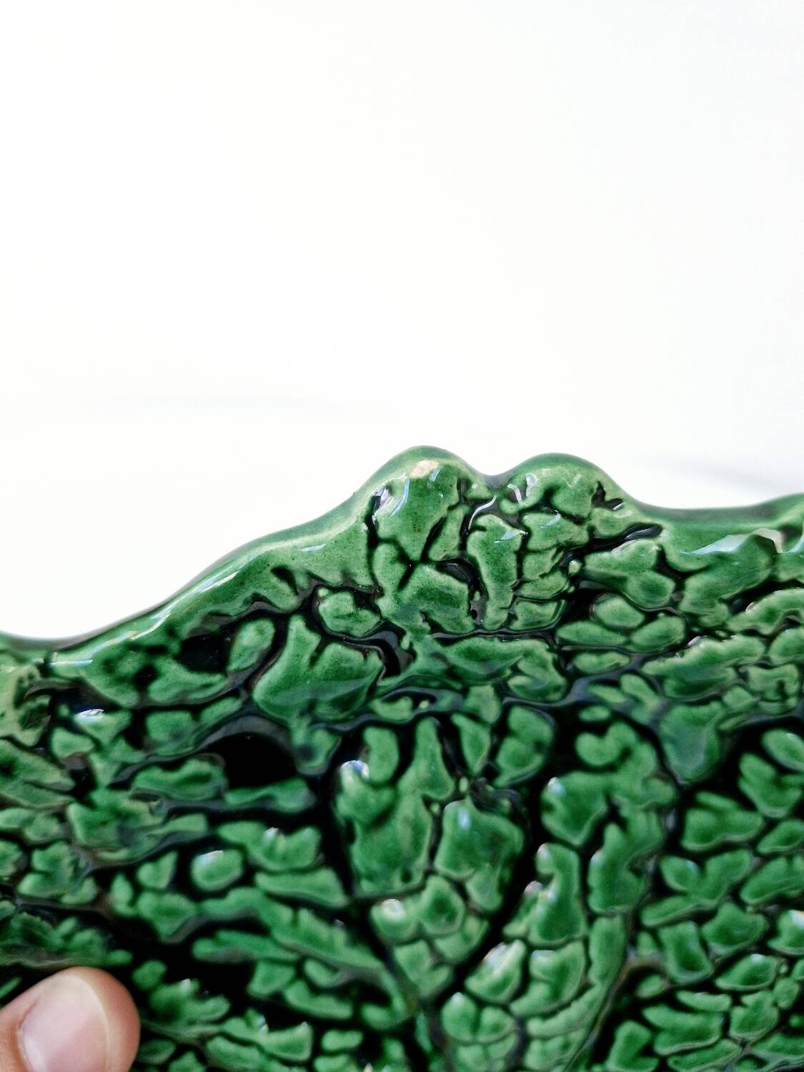 Malicorne Cabbage Barbotine Ceramic Dish Plate Signed Jules Moreau