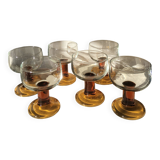 Lot of 9 glasses/cups from the 70s with amber feet