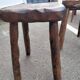 Pair of antique wooden chair stools vintage tree trunk décor